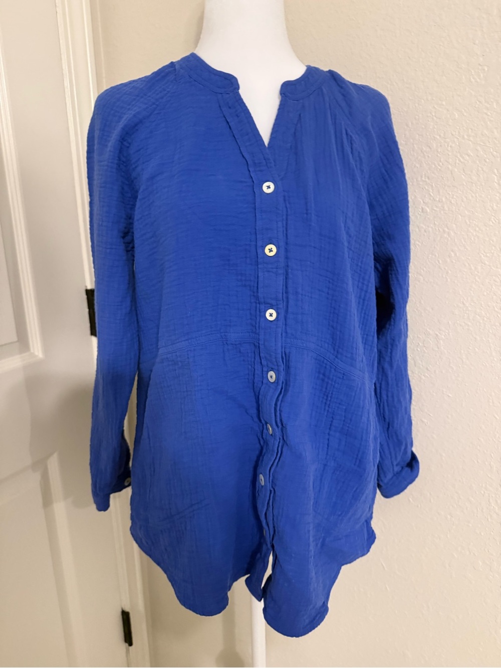 Soft Surroundings Cobalt Blue Button-Front Tunic